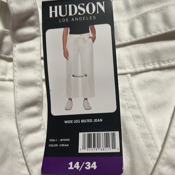 New Hudson Women’s Wide Leg Belted white Jean - Picture 11 of 12